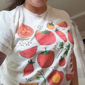 Tomato Shirt Fruit Shirt Botanical Shirt Cottagecore Clothing Vegan Shirt